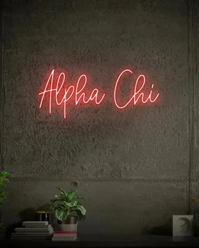 Alpha Chi Omega LED Neon Script Sign w/ Dimmer Neon Signs