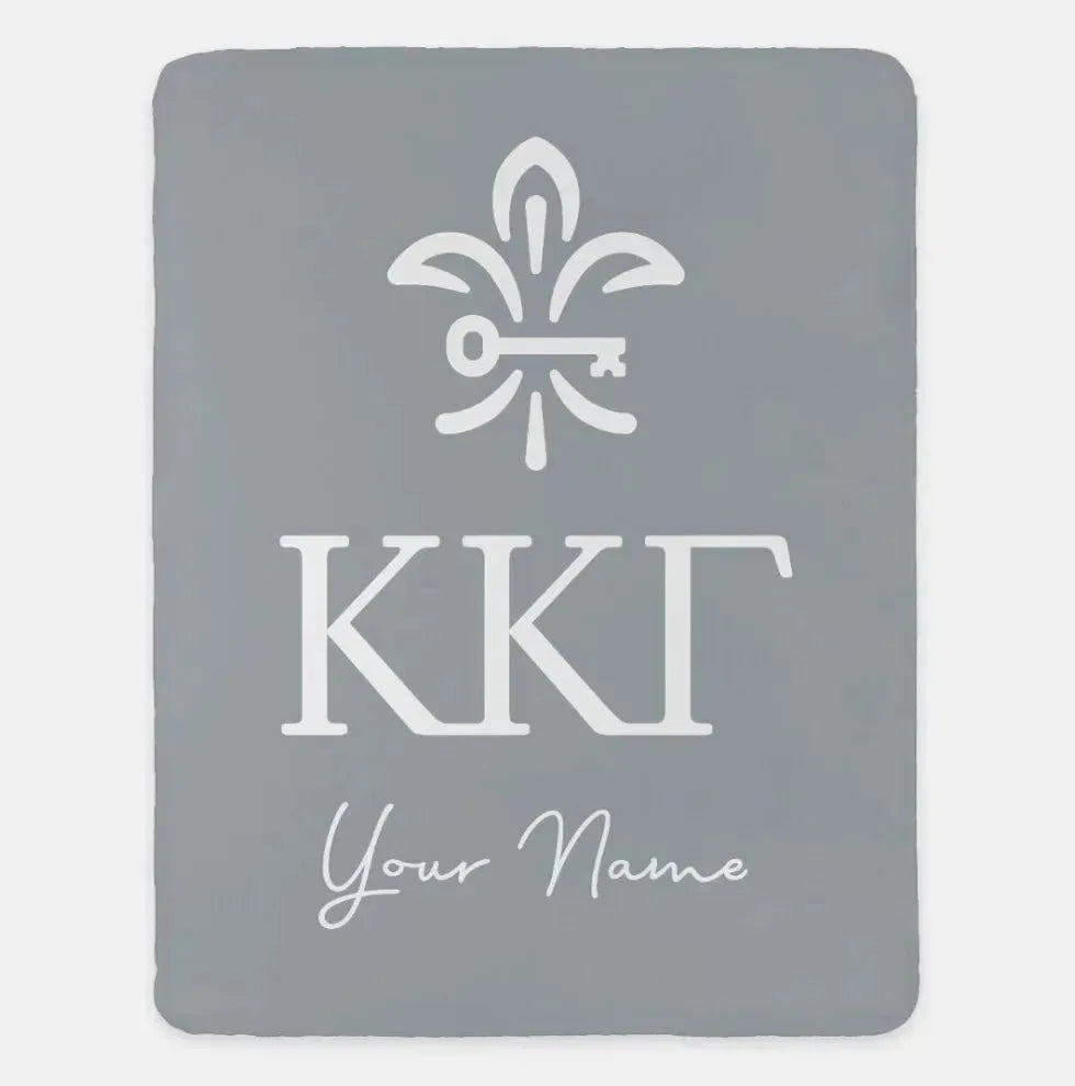 Personalized Kappa Kappa Gamma XL 60x80 Sherpa Throw Blanket Silver Throw Blankets