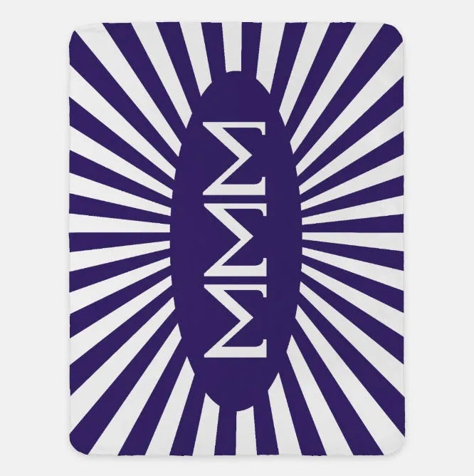 Tri Sigma XL 60x80 Sherpa Throw Blanket Starburst Royal Purple Throw Blankets