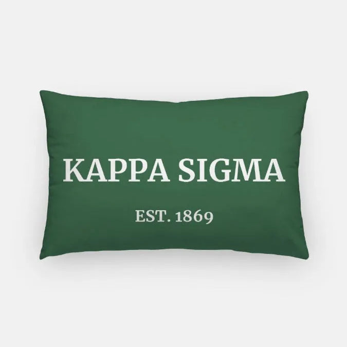 Kappa Sigma 1869 Lumbar Pillow Cover Green Pillow Covers