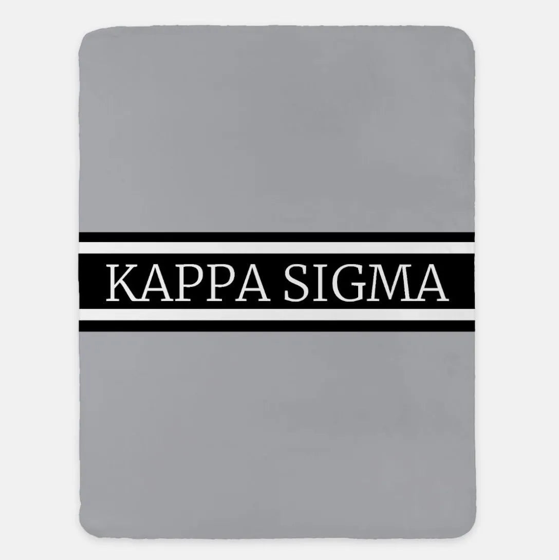 Kappa Sigma XL 60x80 Blanket - Traditional Center Band Gray Throw Blankets