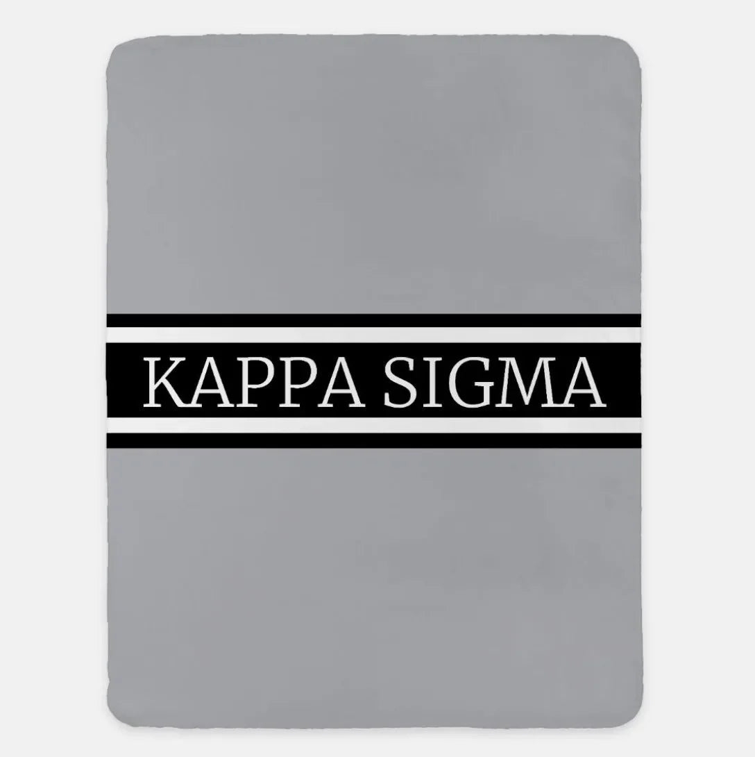 Kappa Sigma XL 60x80 Blanket - Traditional Center Band Gray Throw Blankets