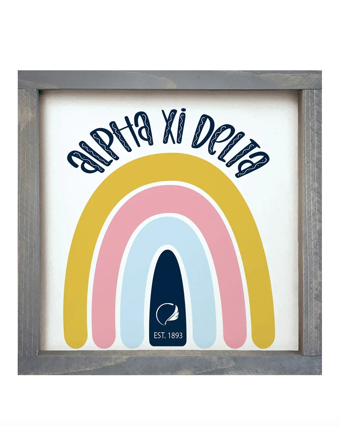 Alpha Xi Delta 12x12 Wood Framed Sign - Rainbow | AXiD