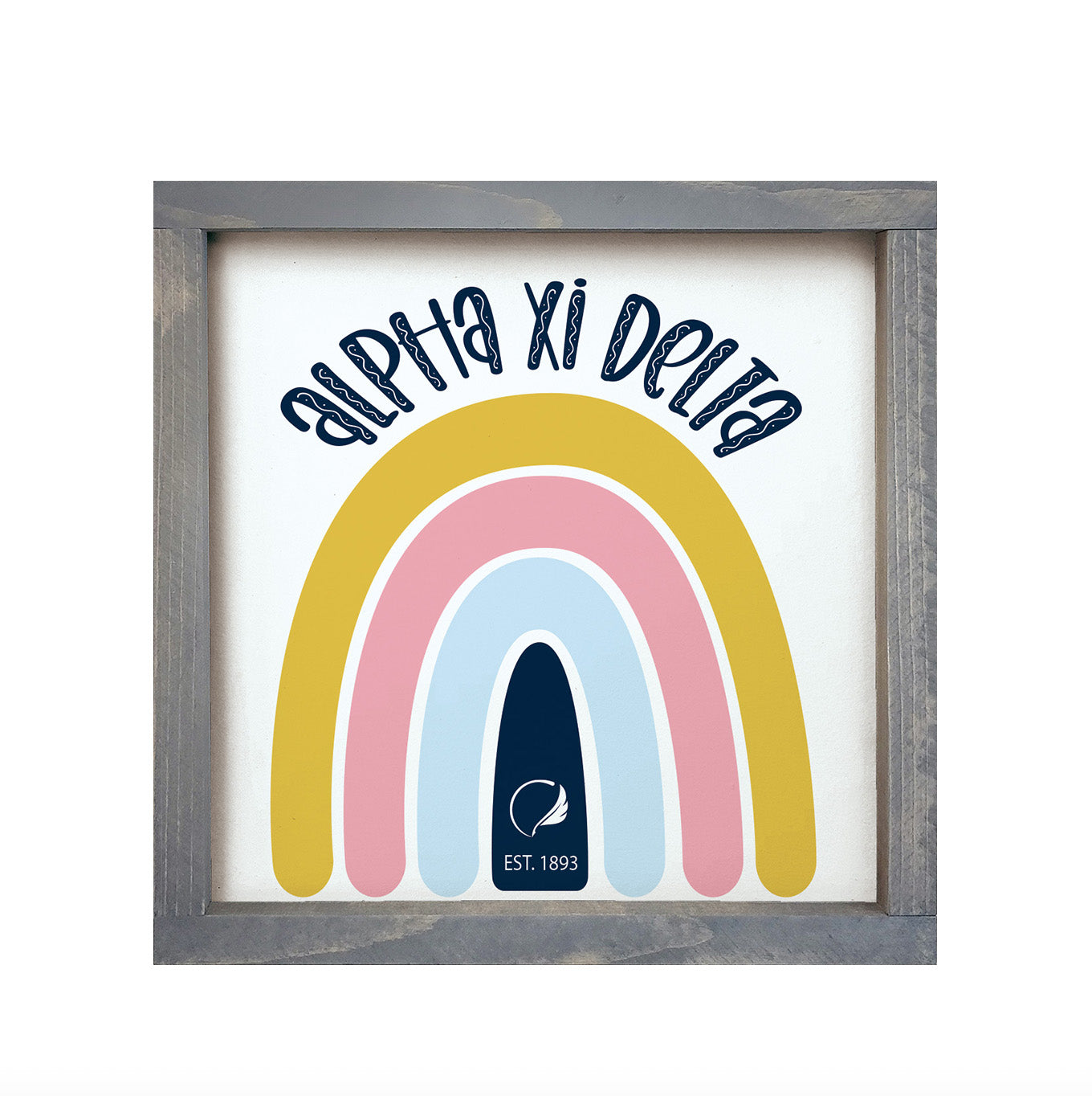 Alpha Xi Delta 12x12 Wood Framed Sign - Rainbow | AXiD
