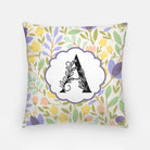 Flat Leaf Floral Monogram Pillow Cover 18" Purple Monogram Pillow Covers