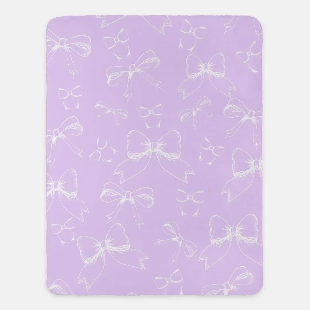 Bows XL 60x80 Sherpa Blanket Lavender Classic Throw Blankets