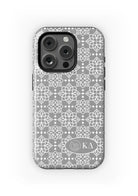 Kappa Delta iPhone 16, 15, 14 Mobile Phone Case - Gray Ornate Matte Mobile Phone Cases