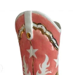 Cowboy Boot Vase with Gold Accent | Western Dorm Accessories - Campus Greek Fit