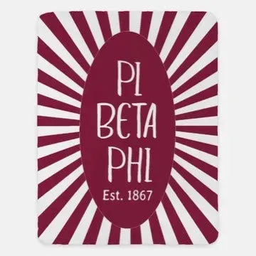Pi Phi XL 60x80 Sherpa Throw Blanket - Wine Starburst Throw Blankets