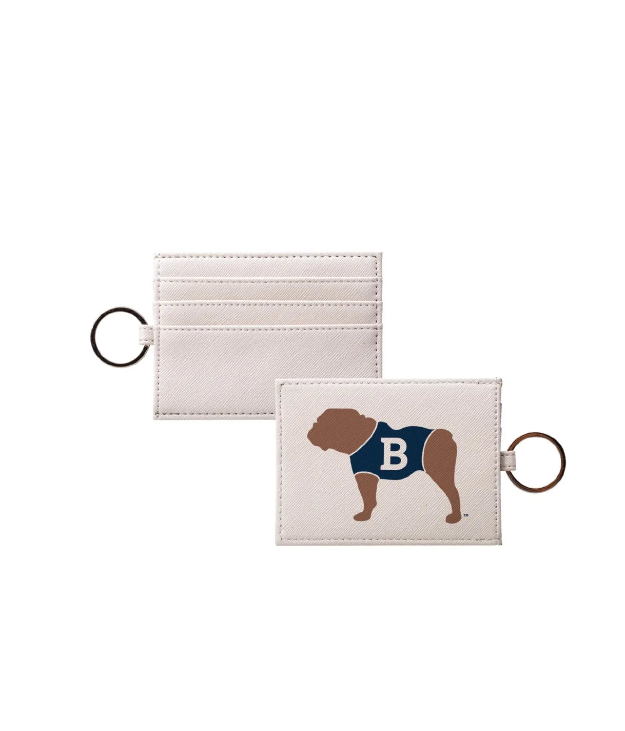 Butler Bulldog "B" University Vegan Saffiano Leather Keychain Card Holder Travel Wallet