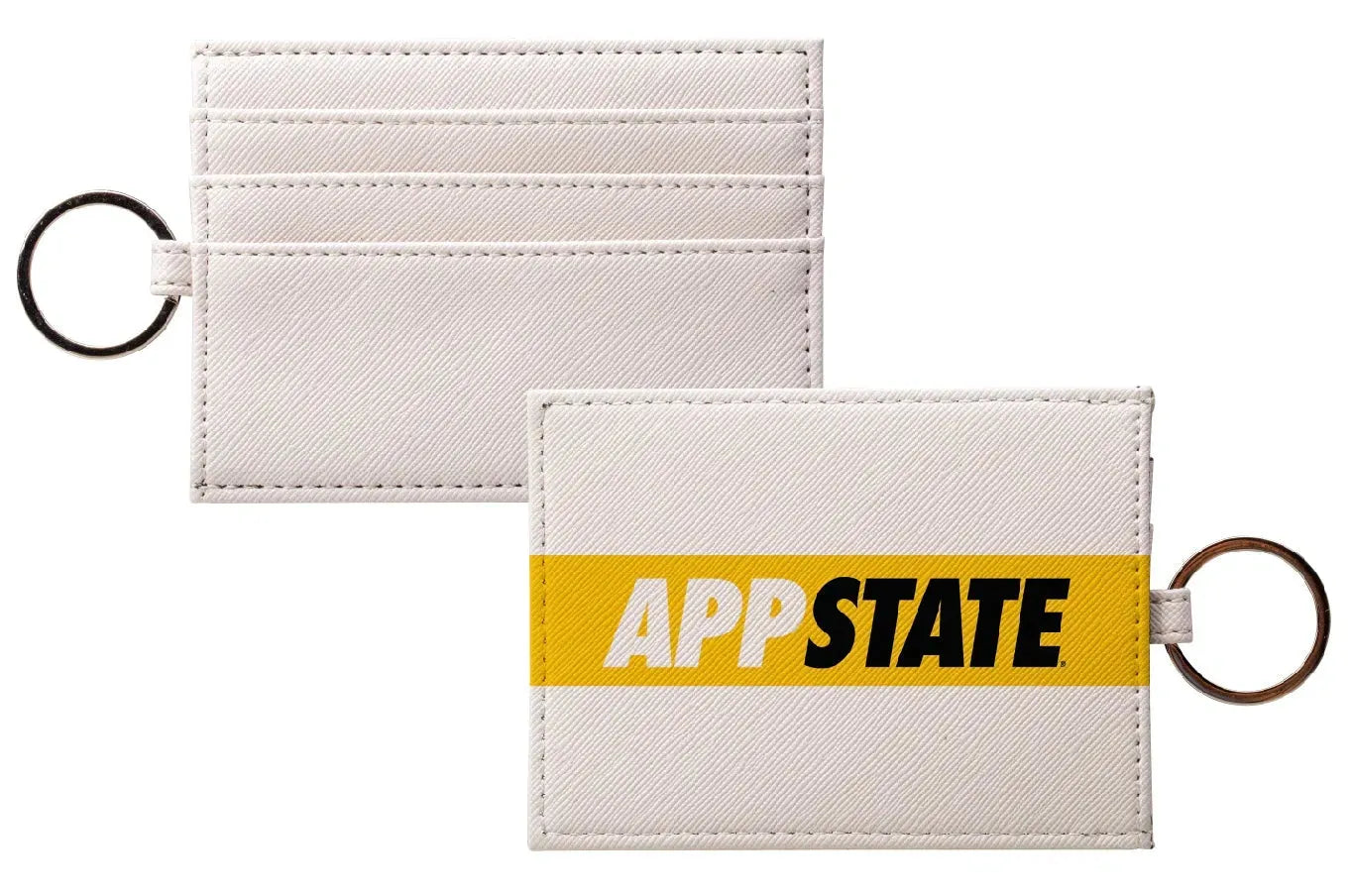APP STATE Vegan Saffiano Leather Keychain Card Holder Gold Travel Wallet