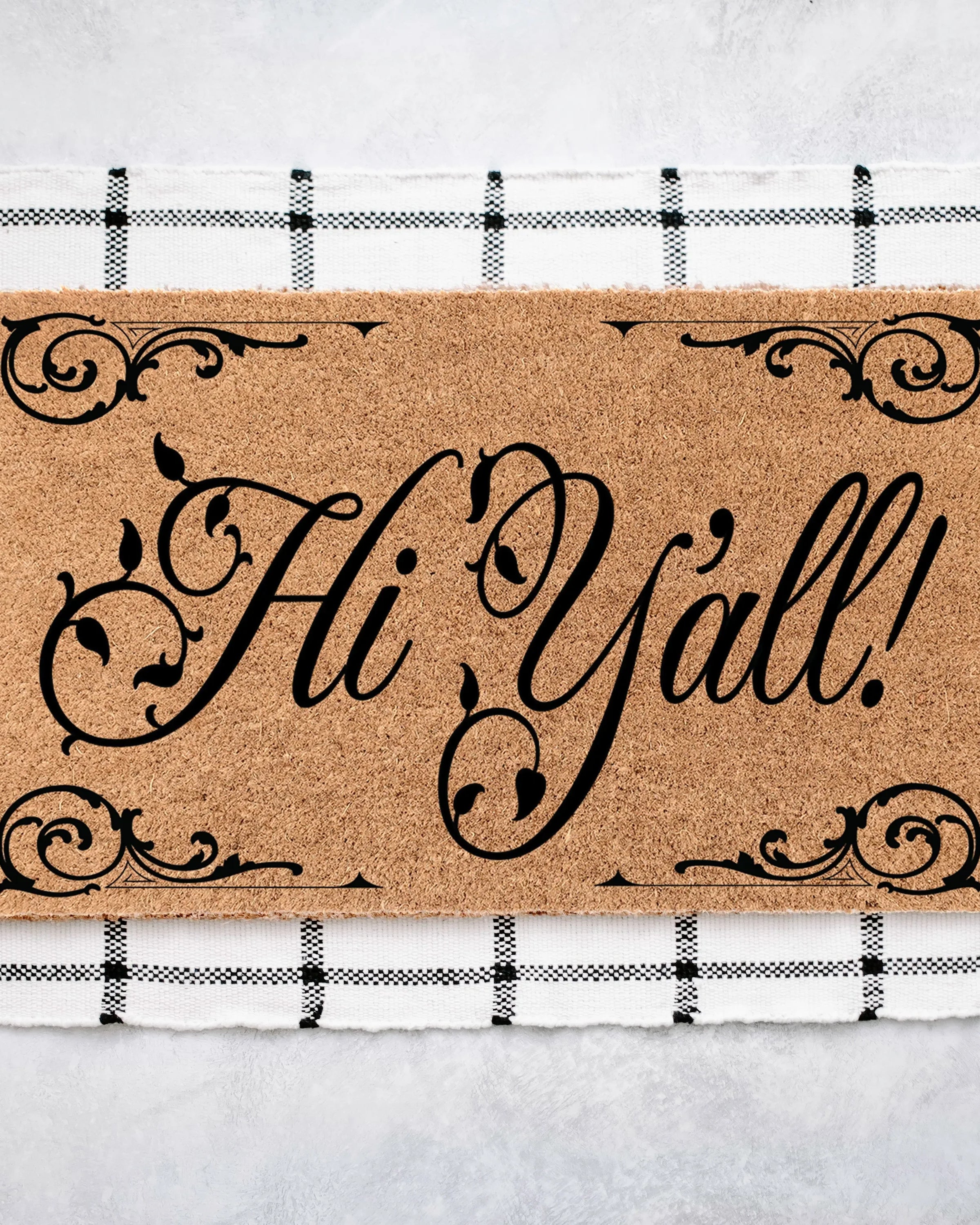 Hi Y'all Floral Leaf Coir Doormat Door Mats