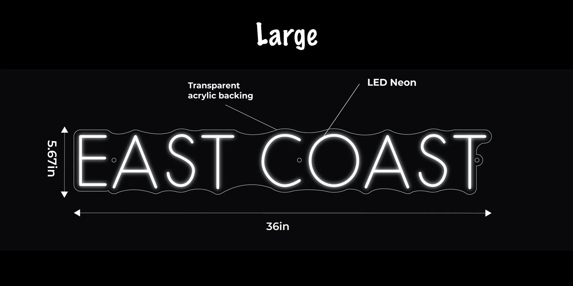 EAST COAST LED Neon Sign w/ Dimmer Neon Signs