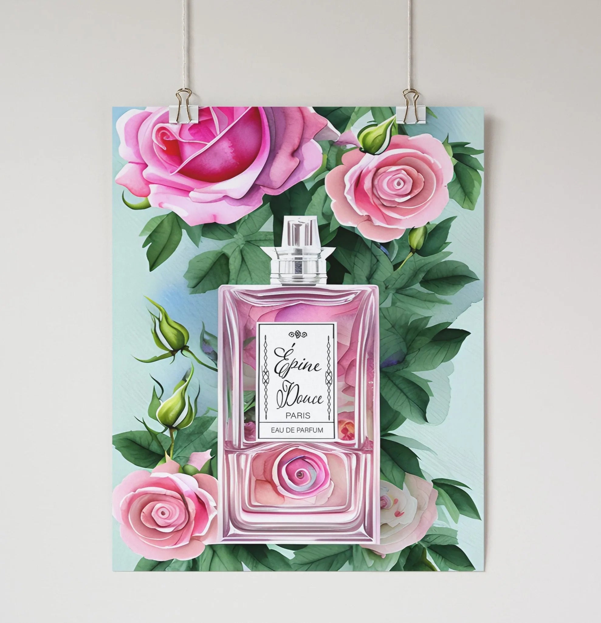 Épine Douce Pink Rose Perfume Bottle Poster Wall Art & Signs