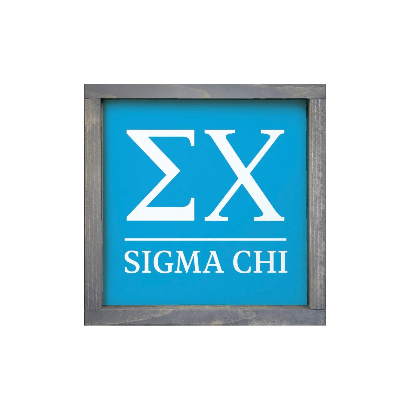 Sigma Chi 12x12 Traditional Wood Framed Sign Blue White Weathered Gray Wall Art & Signs