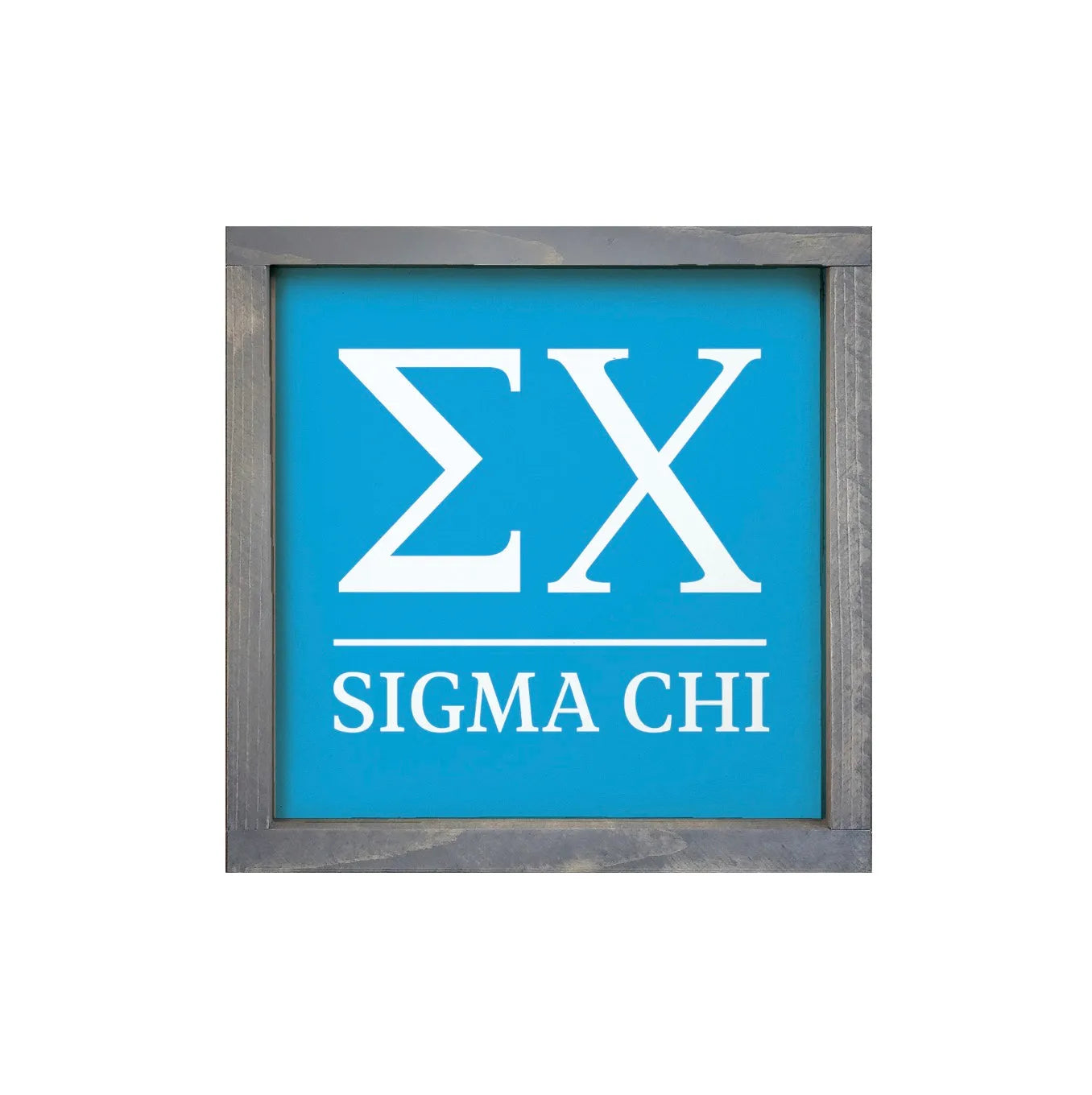 Sigma Chi 12x12 Traditional Wood Framed Sign Blue White Weathered Gray Wall Art & Signs