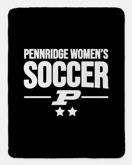 Pennridge Women's Soccer XL 60x80 Sherpa Blanket Black Throw Blankets