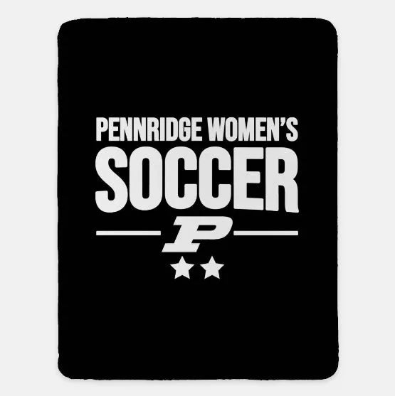 Pennridge Women's Soccer XL 60x80 Sherpa Blanket Black Throw Blankets