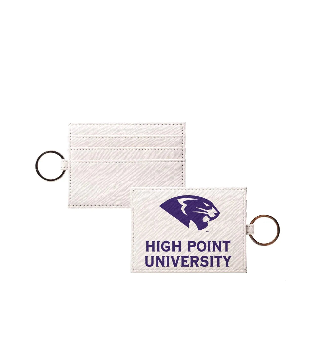 High Point University Panther Vegan Saffiano Leather Keychain Card Holder Travel Wallet