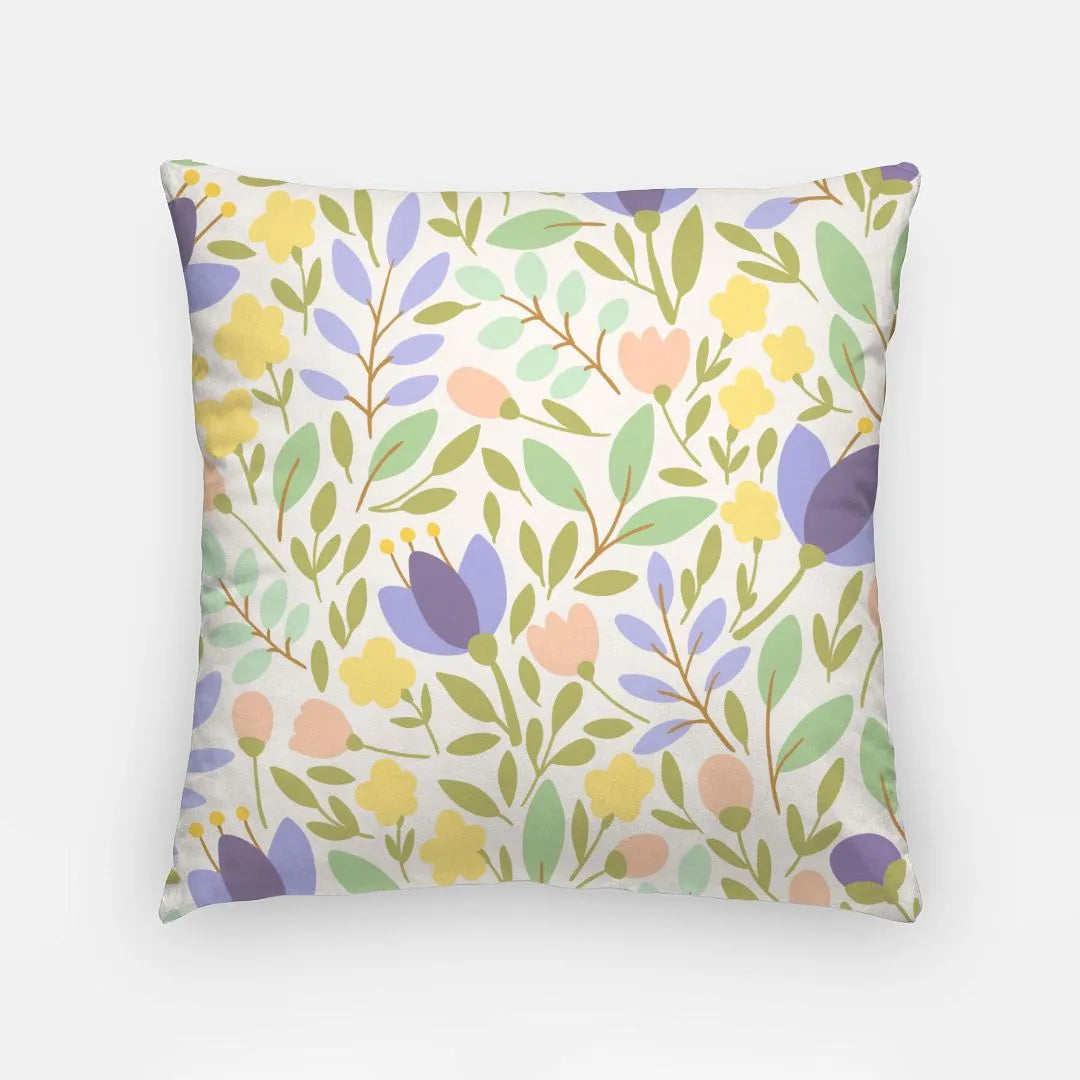 Flat Leaf Floral Monogram Pillow Cover 18" Purple Classic Pillow Covers
