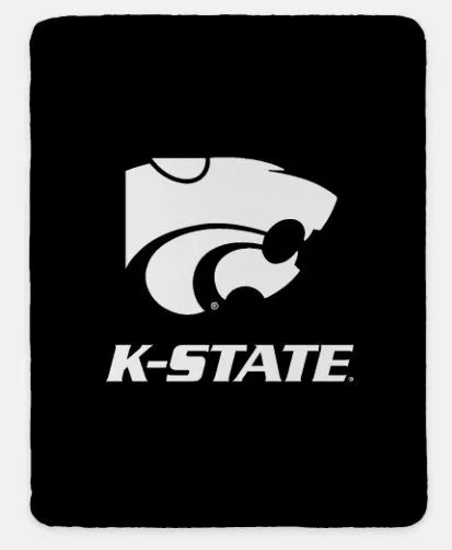K-STATE 60x80 Sherpa Blanket - Power Cat Black Throw Blankets