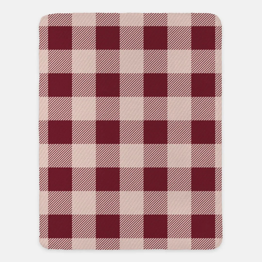 Cranberry Check XL 60x80 Sherpa Throw Blanket Throw Blankets
