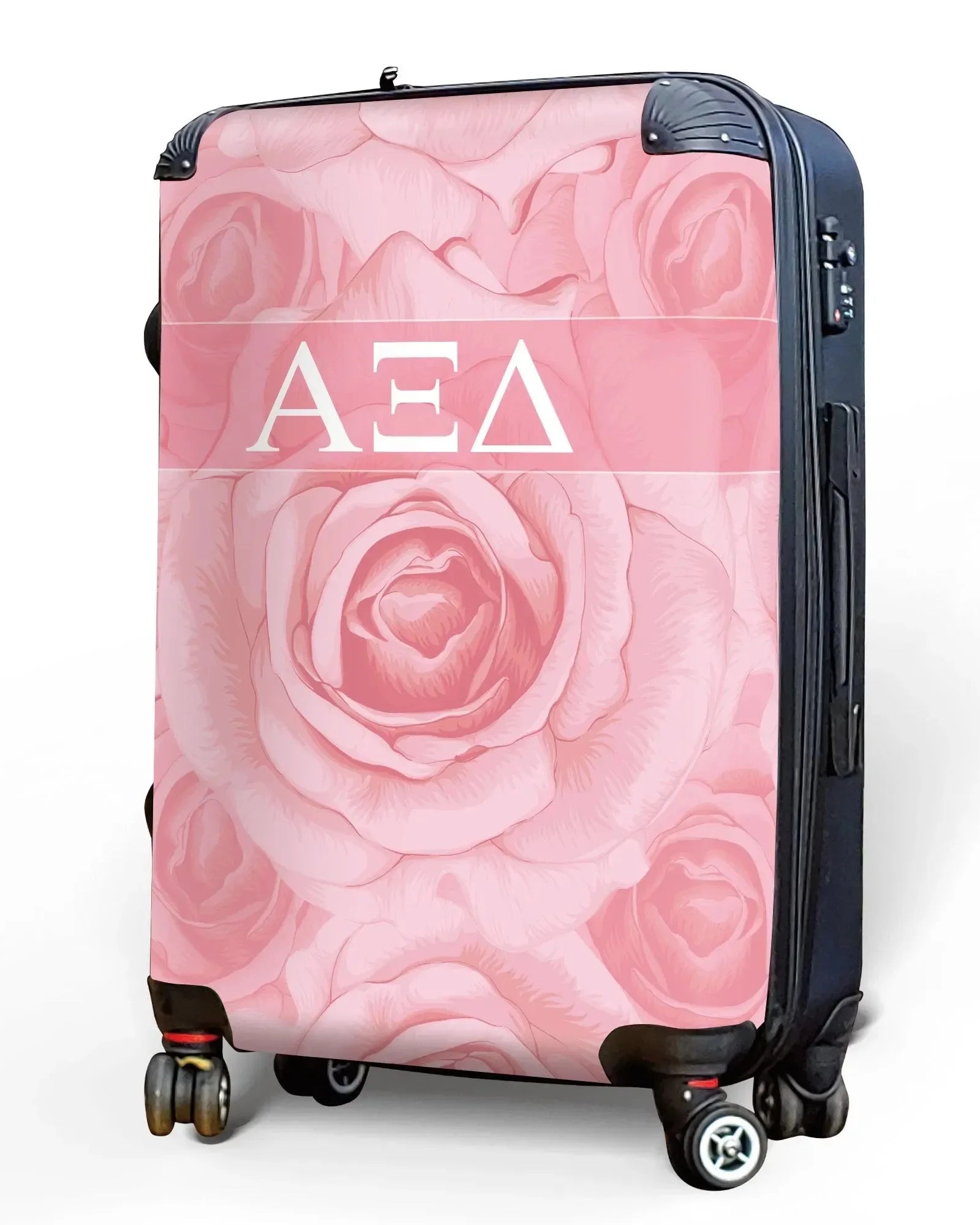 Alpha Xi Delta Carry-on Suitcase - Pink Rose Pattern Suitcases