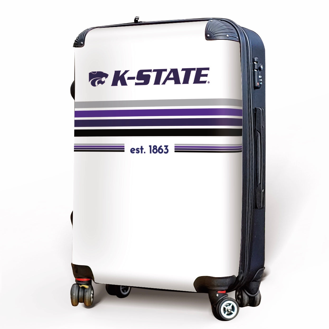Kansas State University Carry-On Suitcase - Preppy Stripes Suitcases