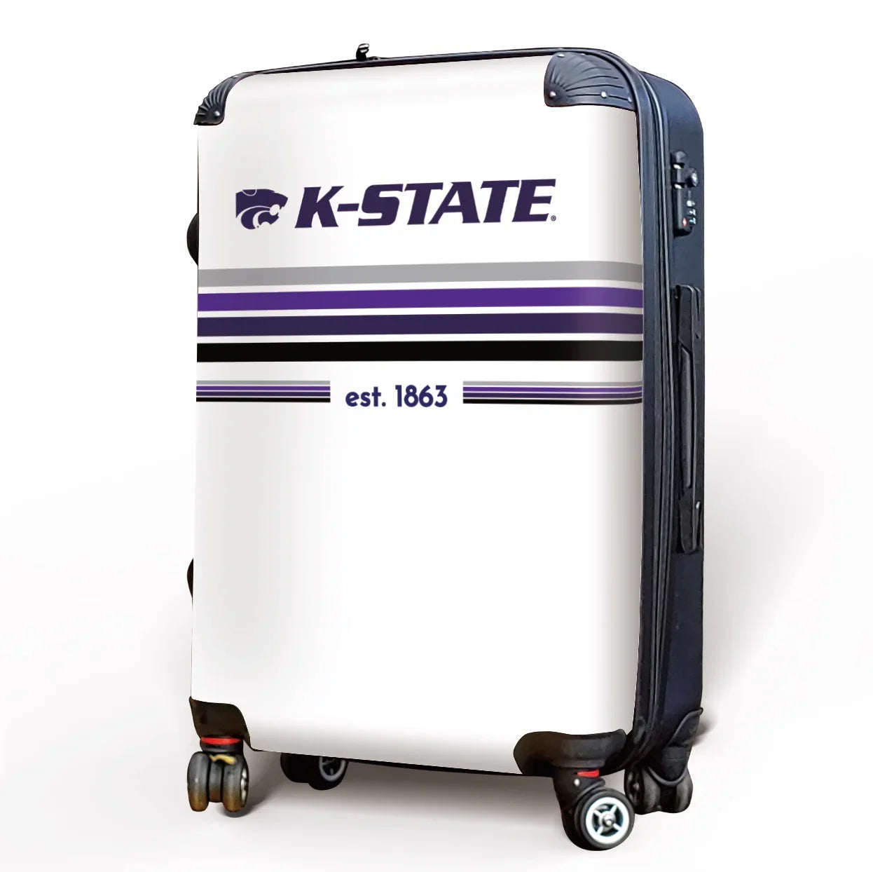 Kansas State University Carry-On Suitcase - Preppy Stripes Suitcases