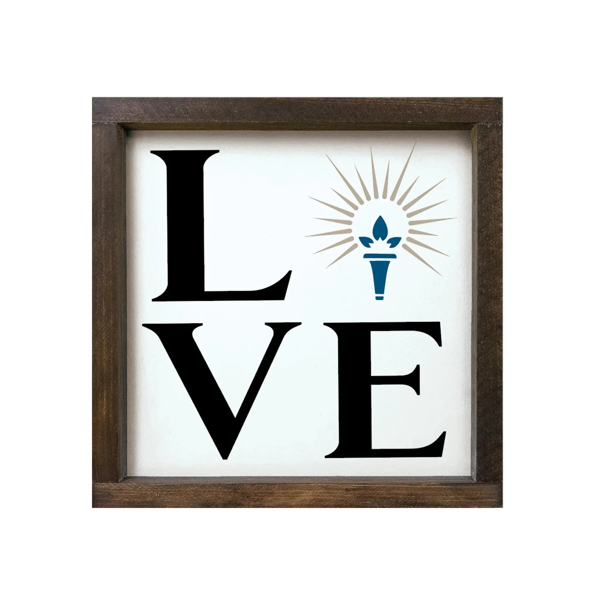 Sigma Delta Tau 12x12 Wood Framed Sign - LOVE Torch Walnut Stain Wall Art & Signs