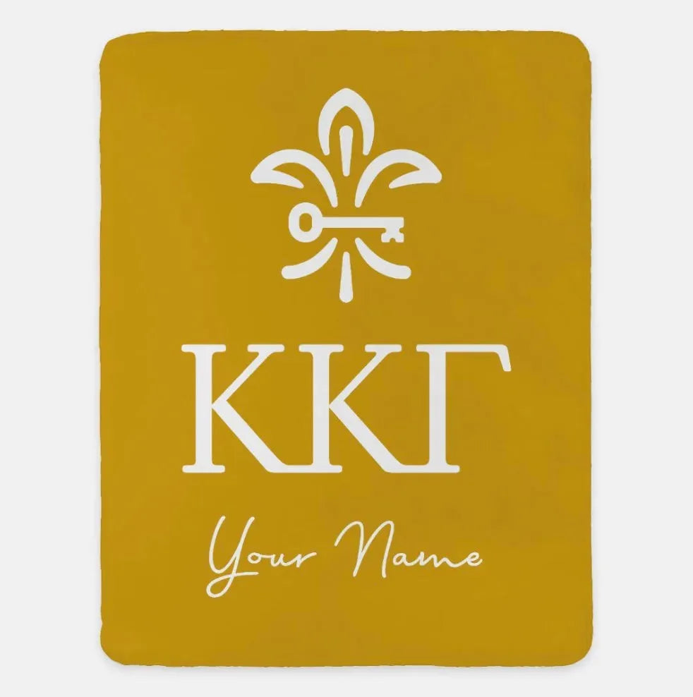 Personalized Kappa Kappa Gamma XL 60x80 Sherpa Throw Blanket Gold Throw Blankets