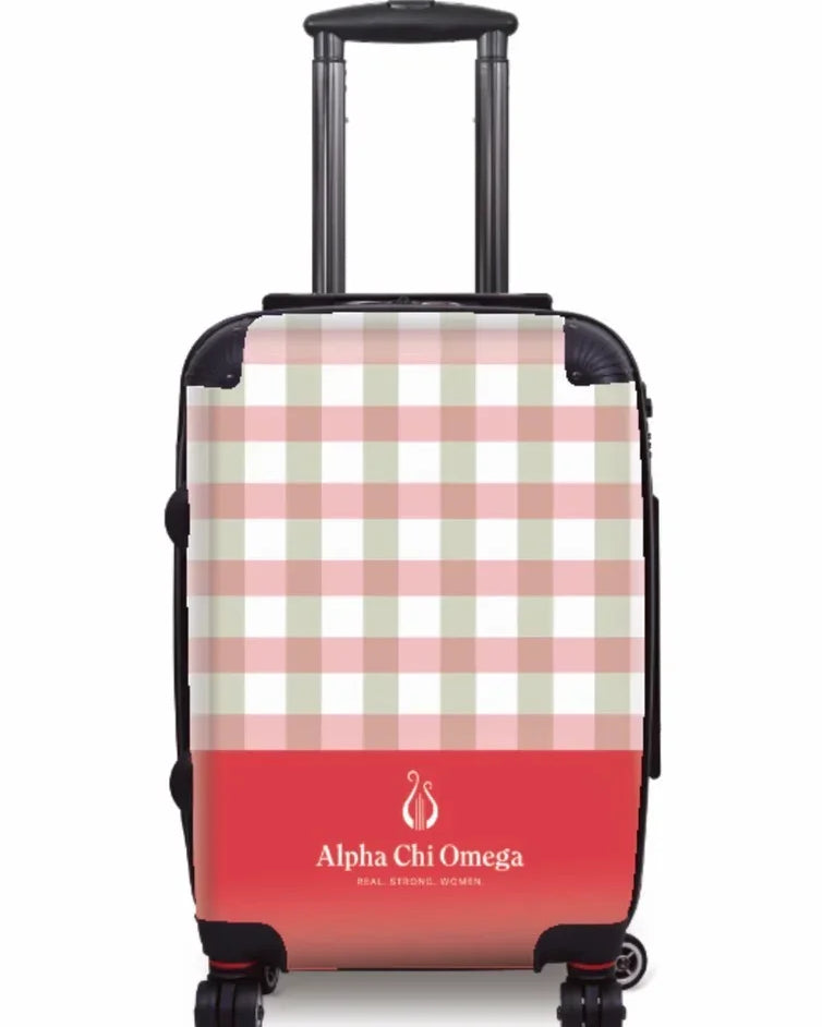 Alpha Chi Omega Carry-on Luggage - Gingham Scarlet Suitcases