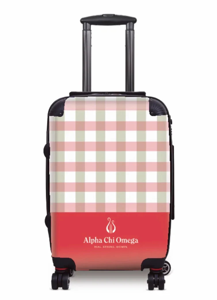 Alpha Chi Omega Carry-on Luggage - Gingham Scarlet Suitcases