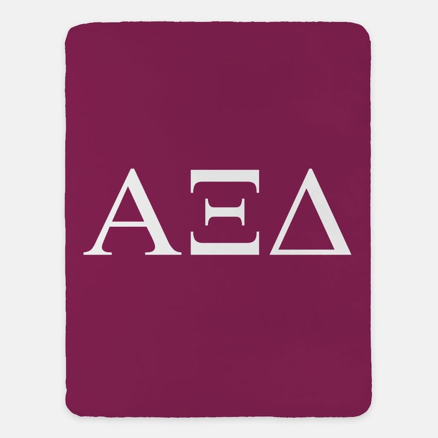 Alpha Xi Delta XL 60x80 Sherpa Throw Blanket - Greek Letters | AXiD