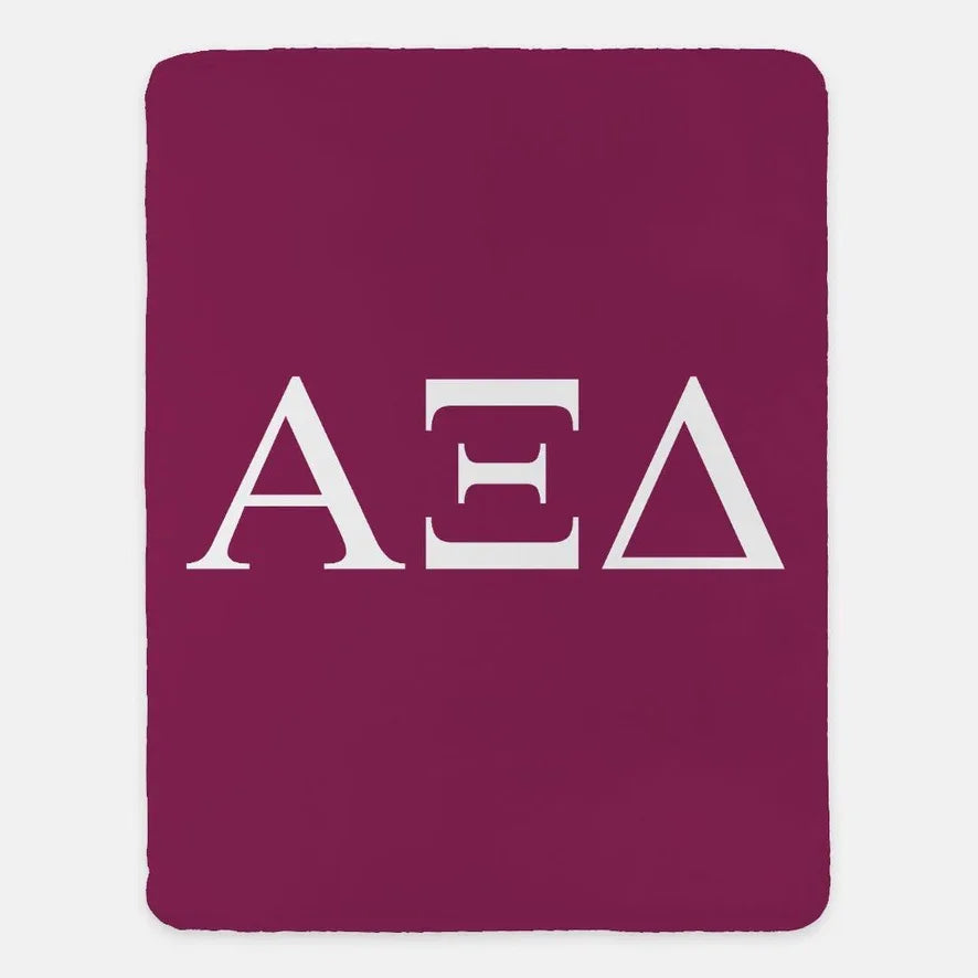 Alpha Xi Delta XL 60x80 Sherpa Throw Blanket - Greek Letters | AXiD
