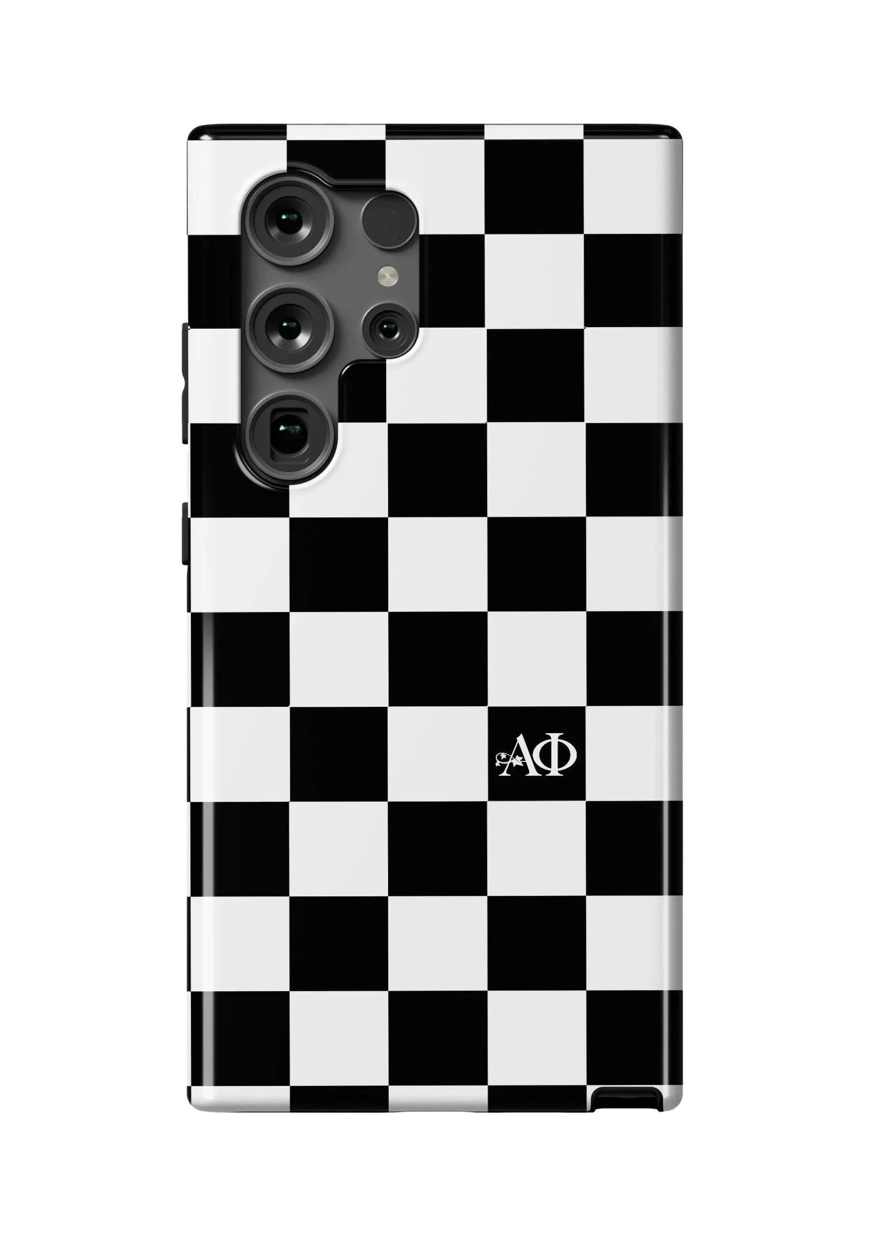 Alpha Phi Samsung Galaxy 24, 23 Mobile Phone Case - Black Check Gloss Mobile Phone Cases