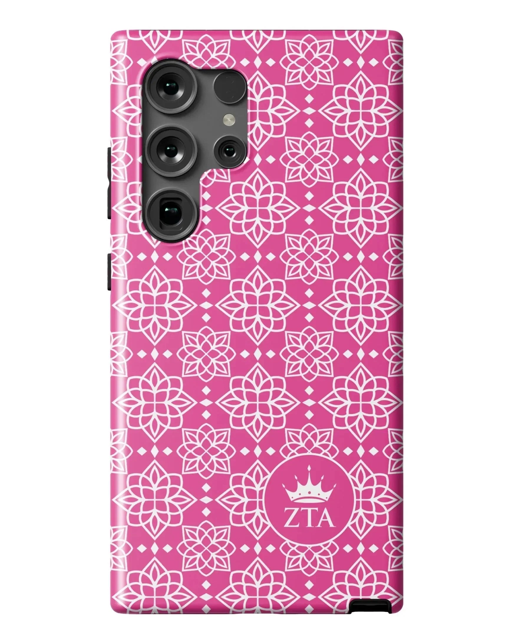Zeta Tau Alpha Samsung Galaxy 24, 23 Mobile Phone Case - Pink Ornate Matte Mobile Phone Cases