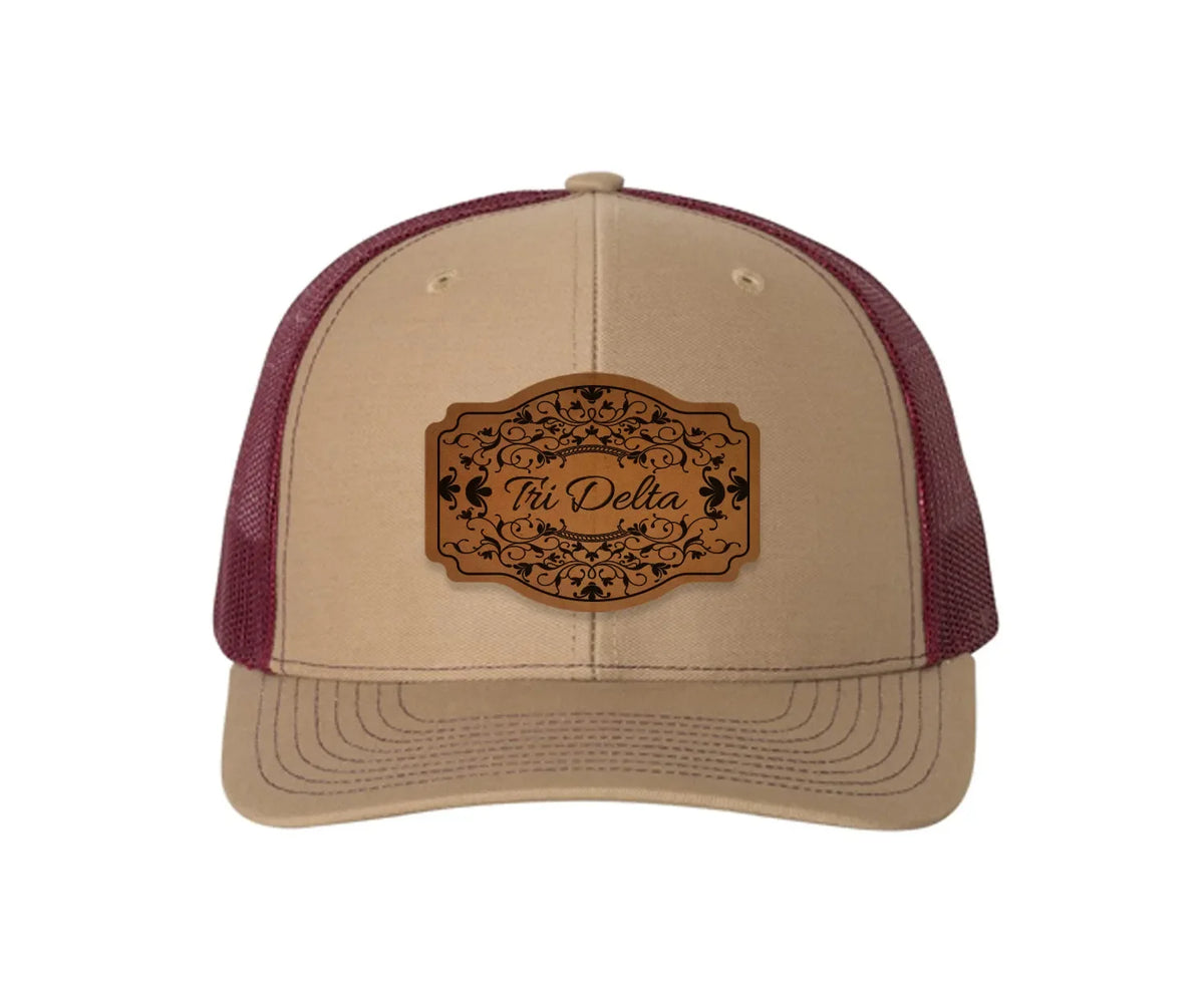 Tri Delta Richardson 112 Leatherette Patch Trucker Hat - Scroll Trucker Hat