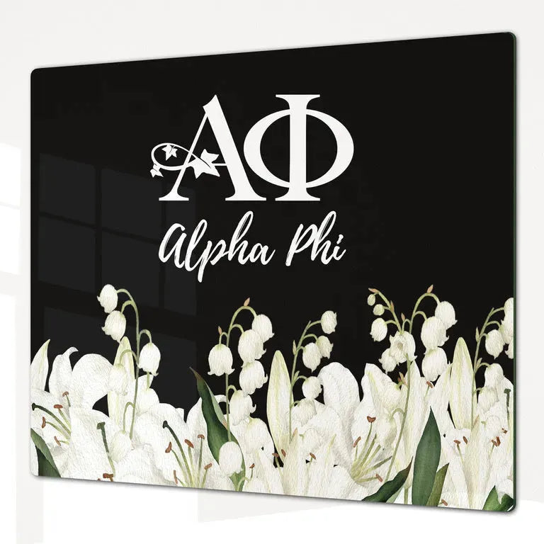 Alpha Phi Charcuterie Board Party Event Tray - Lily of the Valley Black Serveware