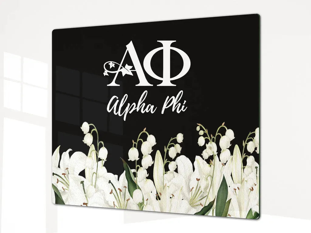 Alpha Phi Charcuterie Board Party Event Tray - Lily of the Valley Black Serveware
