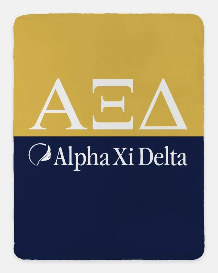 Alpha Xi Delta Blanket XL 60x80 Gold Color Block | Official AXiD Gifts