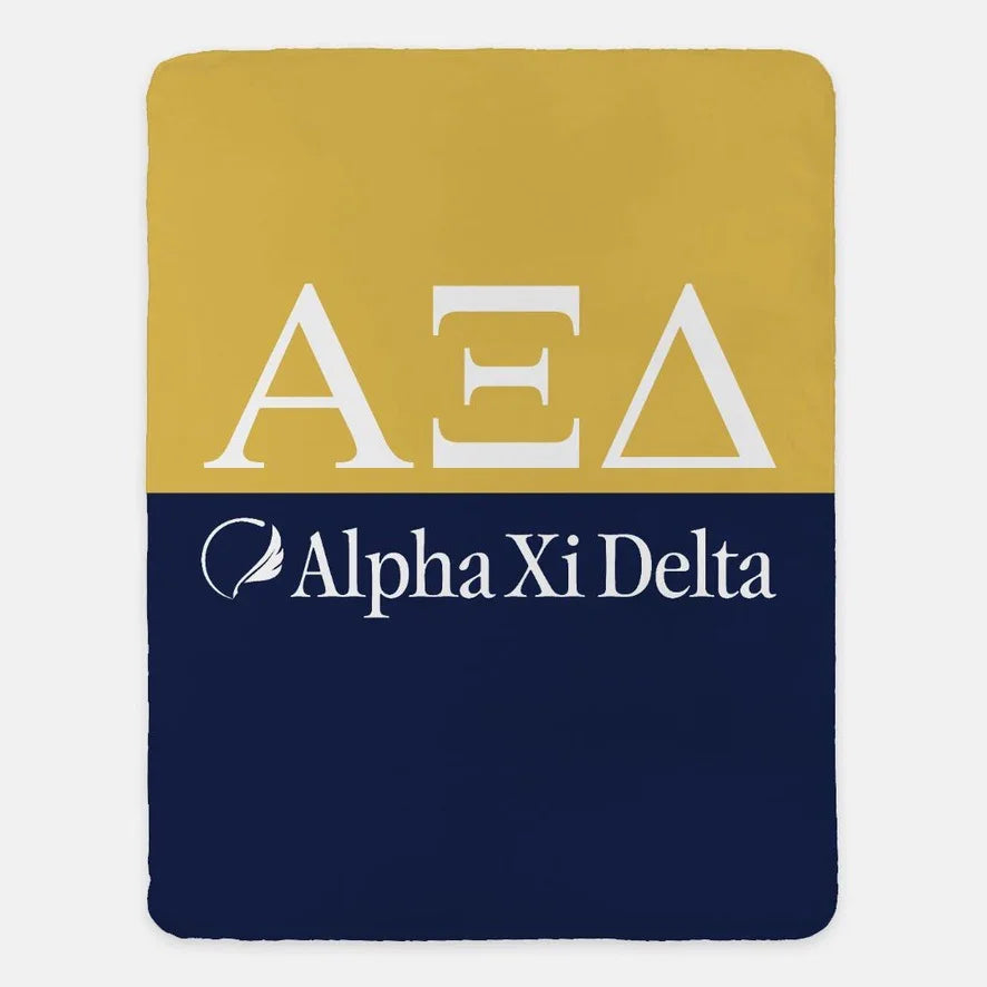 Alpha Xi Delta Blanket XL 60x80 Gold Color Block | Official AXiD Gifts