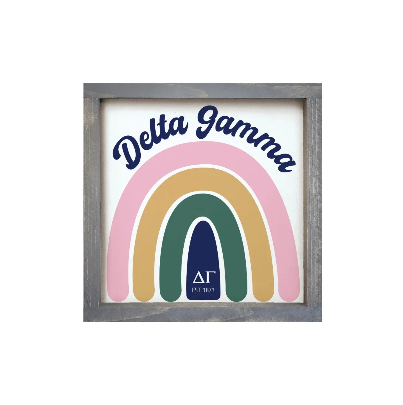 Delta Gamma 12x12 Rainbow Wood Framed Sign Weathered Gray Wall Art & Signs