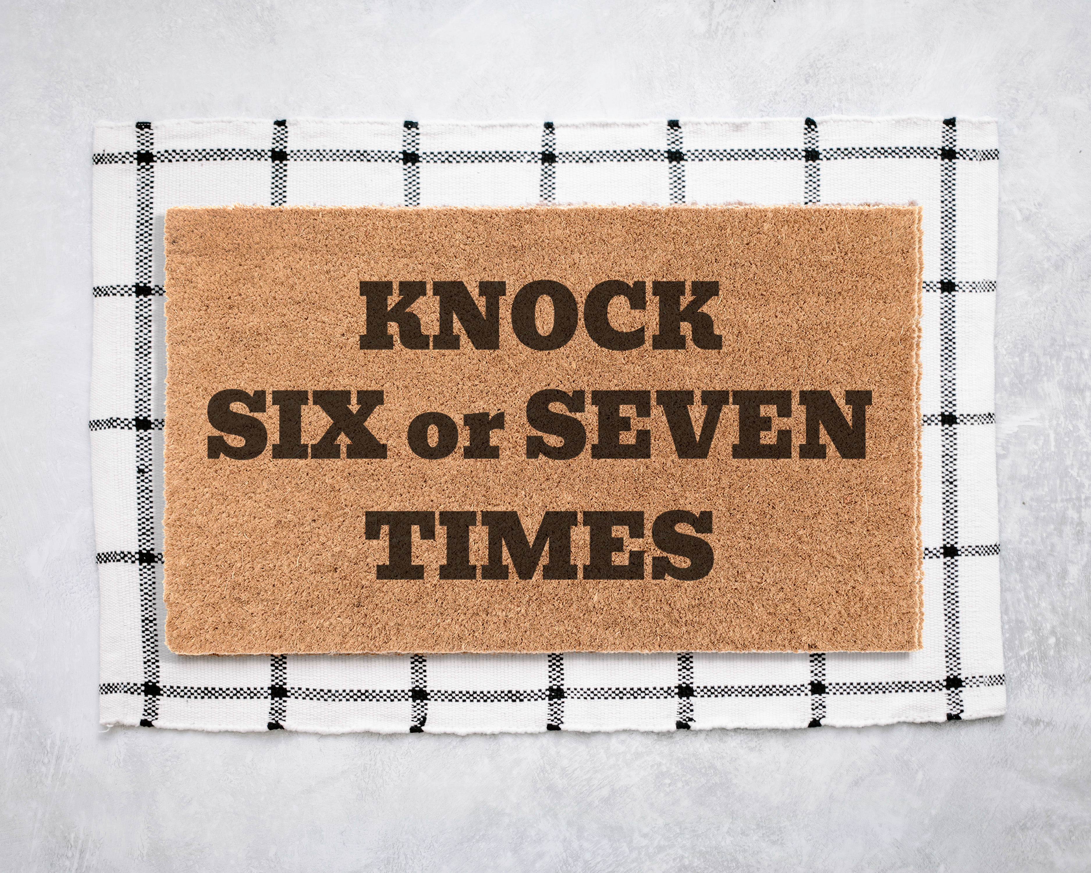 Knock Six or Seven Times Coir Doormat