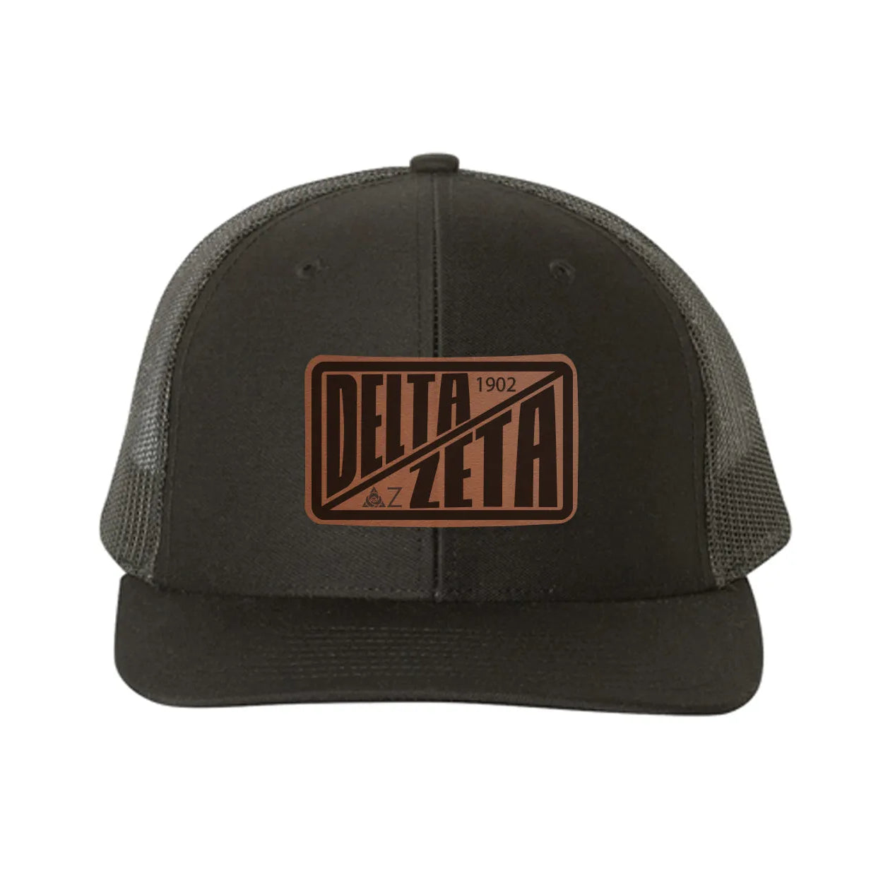 Delta Zeta Richardson 112 Leatherette Patch Trucker Hat - Divide Black Black Trucker Hat