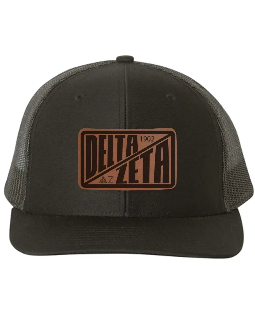 Delta Zeta Richardson 112 Leatherette Patch Trucker Hat - Divide Black Black Trucker Hat