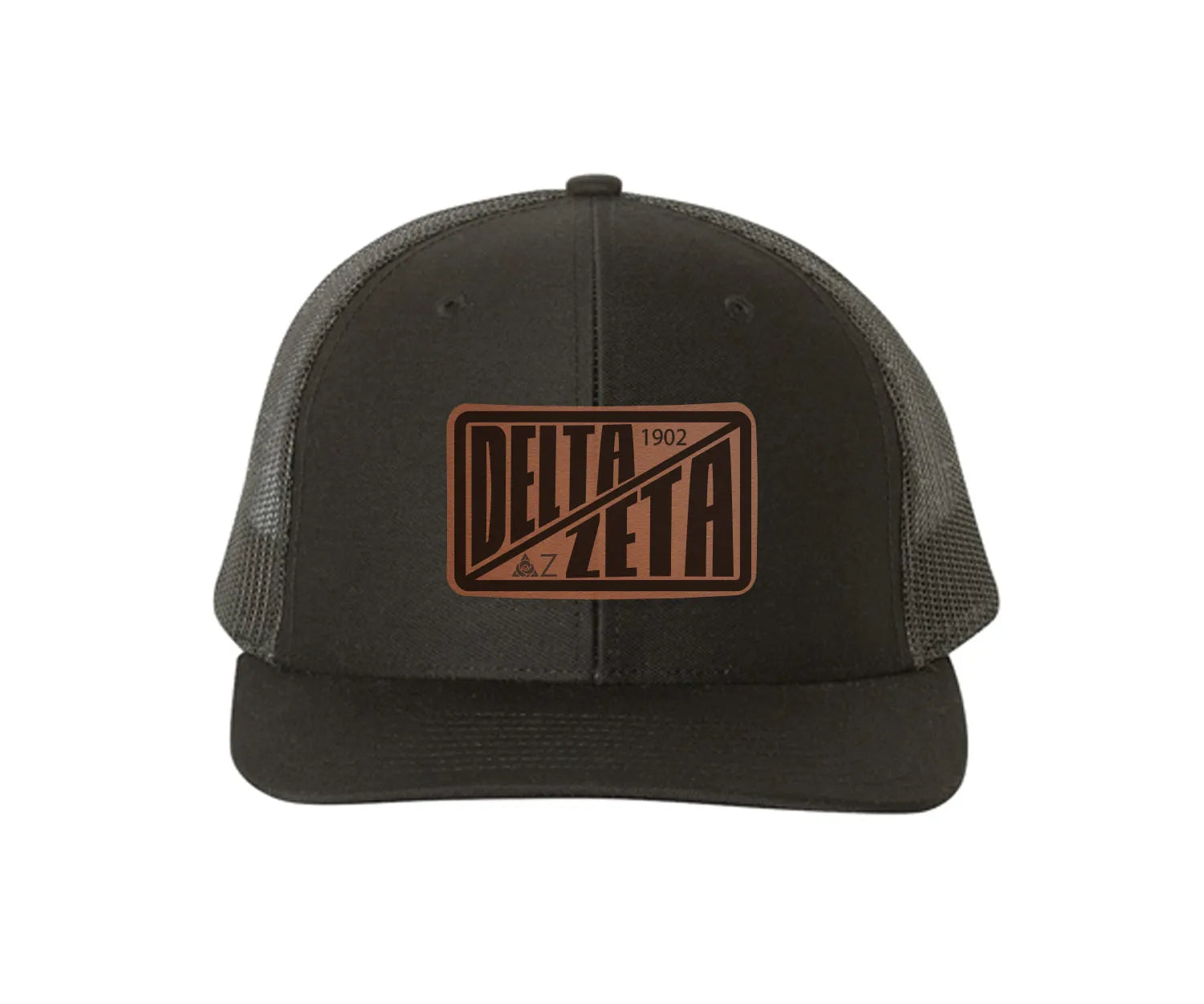 Delta Zeta Richardson 112 Leatherette Patch Trucker Hat - Divide Black Black Trucker Hat
