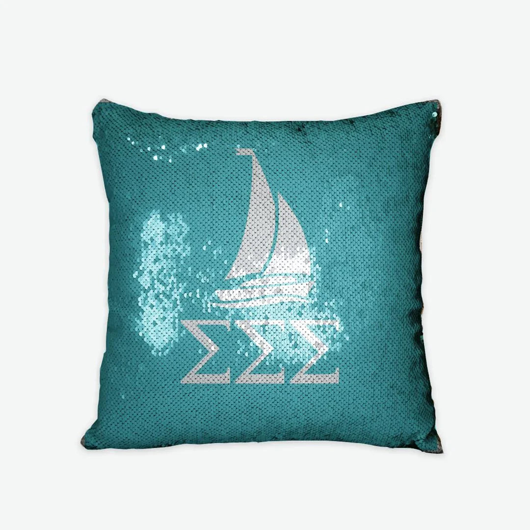 Tri Sigma Sequin Pillow Cover Greek Letters | Sigma Sigma Sigma