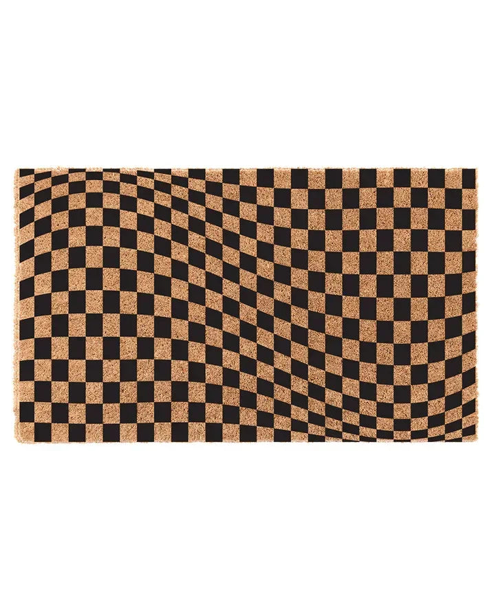 Geo Check Wave Coir Doormat Door Mats