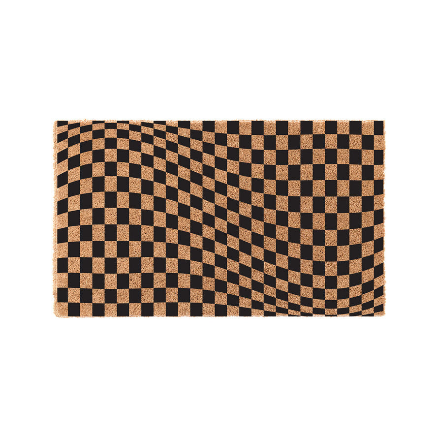 Geo Check Wave Coir Doormat Door Mats